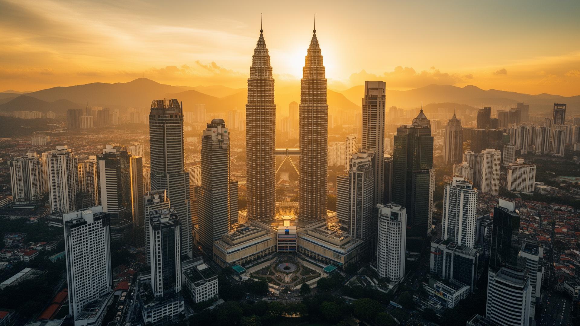 Kuala Lumpur skyline at golden hour